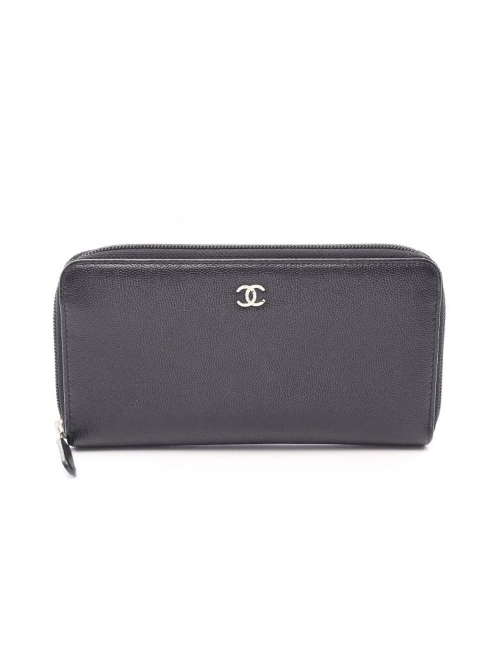 Chanel Round Wallet CC Logo Black Caviar Leather